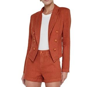 L'Agence Wayne Blazer Open Front Jacket Solid Linen